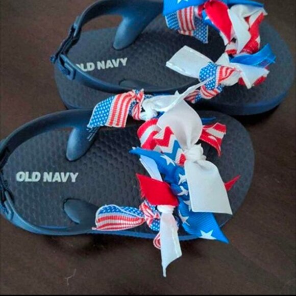 Fourth of July Flip Flops for Toddlers size 5 New Handcrafted - Picture 3 of 3
